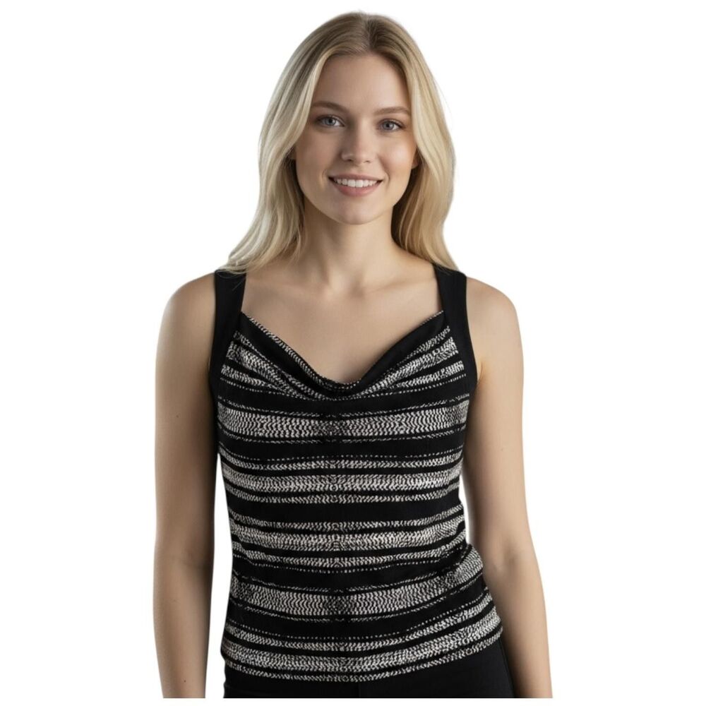 Armani Exchange Tank Top Womens Medium Animal Print Cowl Neck Stretch Shirt Top